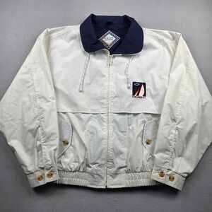 Gear For Sports Mens XL Chevrolet Windbreaker Jacket Cream Navy C7482 Vintage
